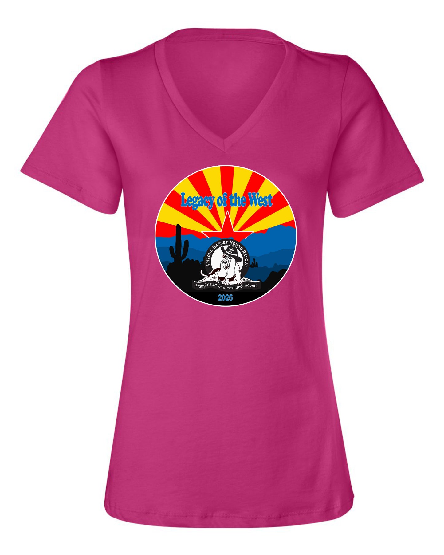 Desert Basset Hound Heritage Women's V-neck Shirt