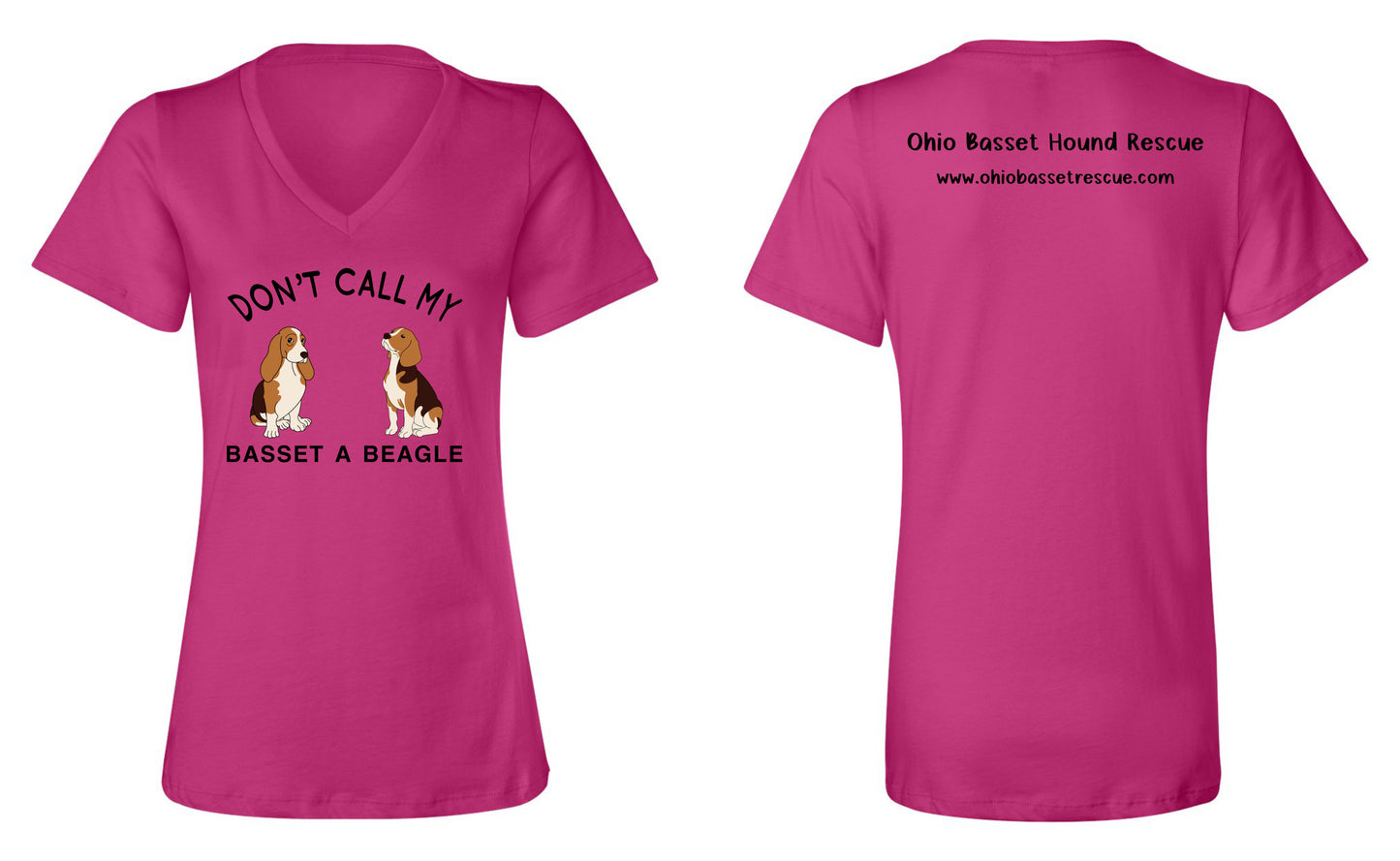 Don't call my Basset a Beagle Womens V-neck Shirts