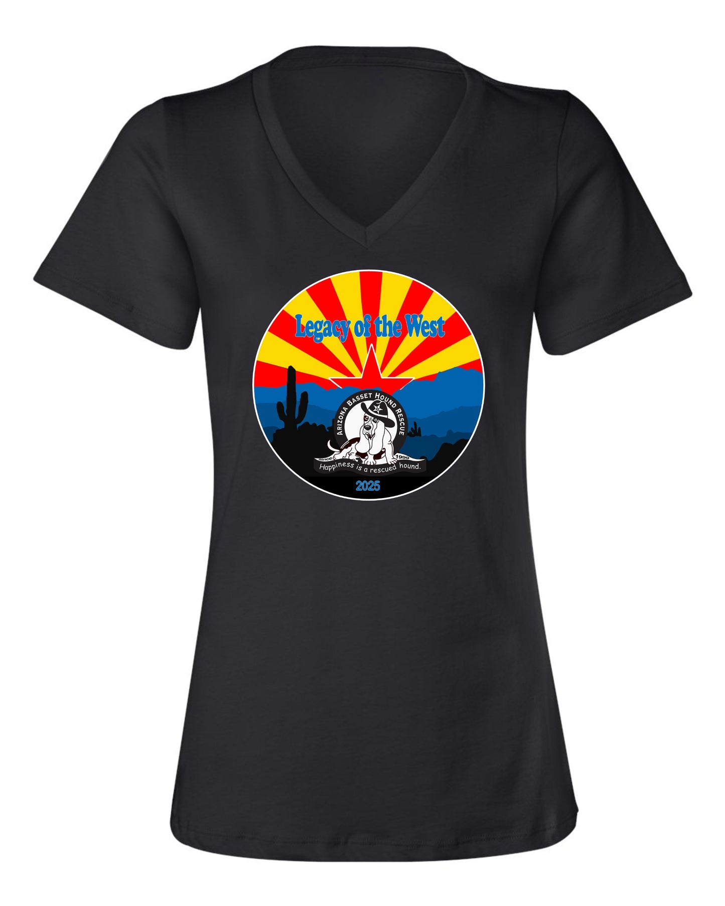 Desert Basset Hound Heritage Women's V-neck Shirt