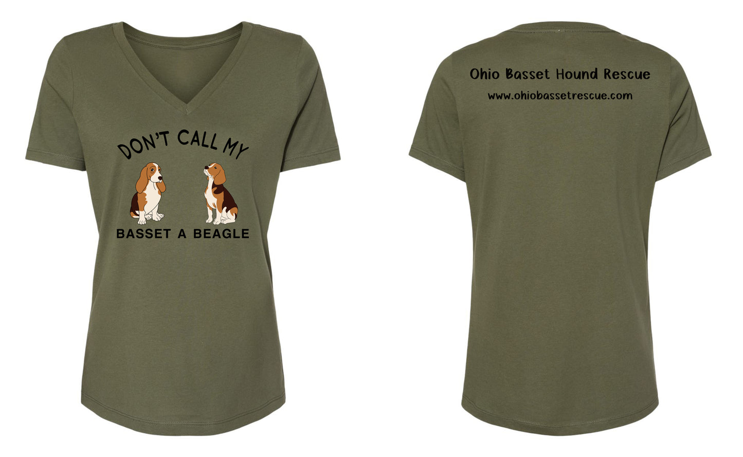 Don't call my Basset a Beagle Womens V-neck Shirts
