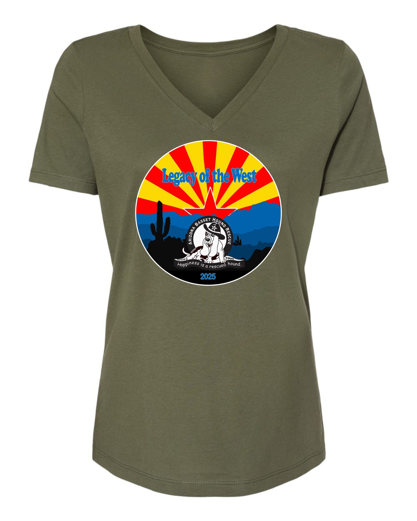 Desert Basset Hound Heritage Women's V-neck Shirt