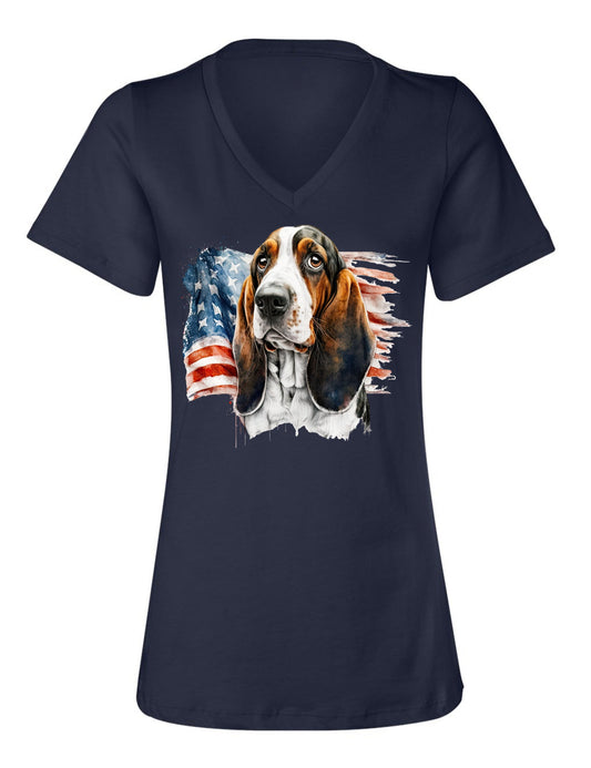 Leroy with American Flag Women's V-neck