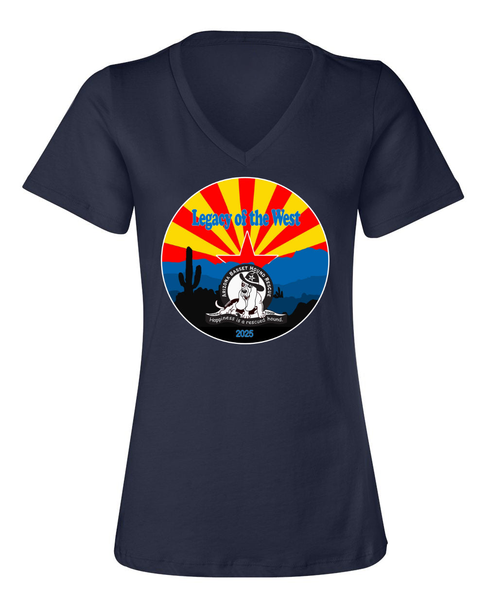 Desert Basset Hound Heritage Women's V-neck Shirt
