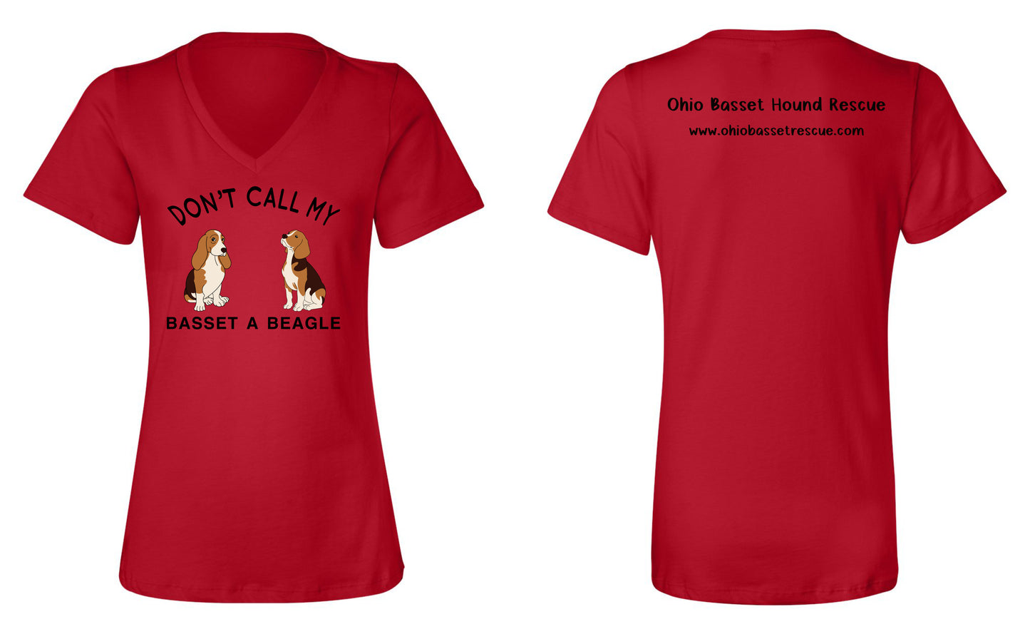 Don't call my Basset a Beagle Womens V-neck Shirts