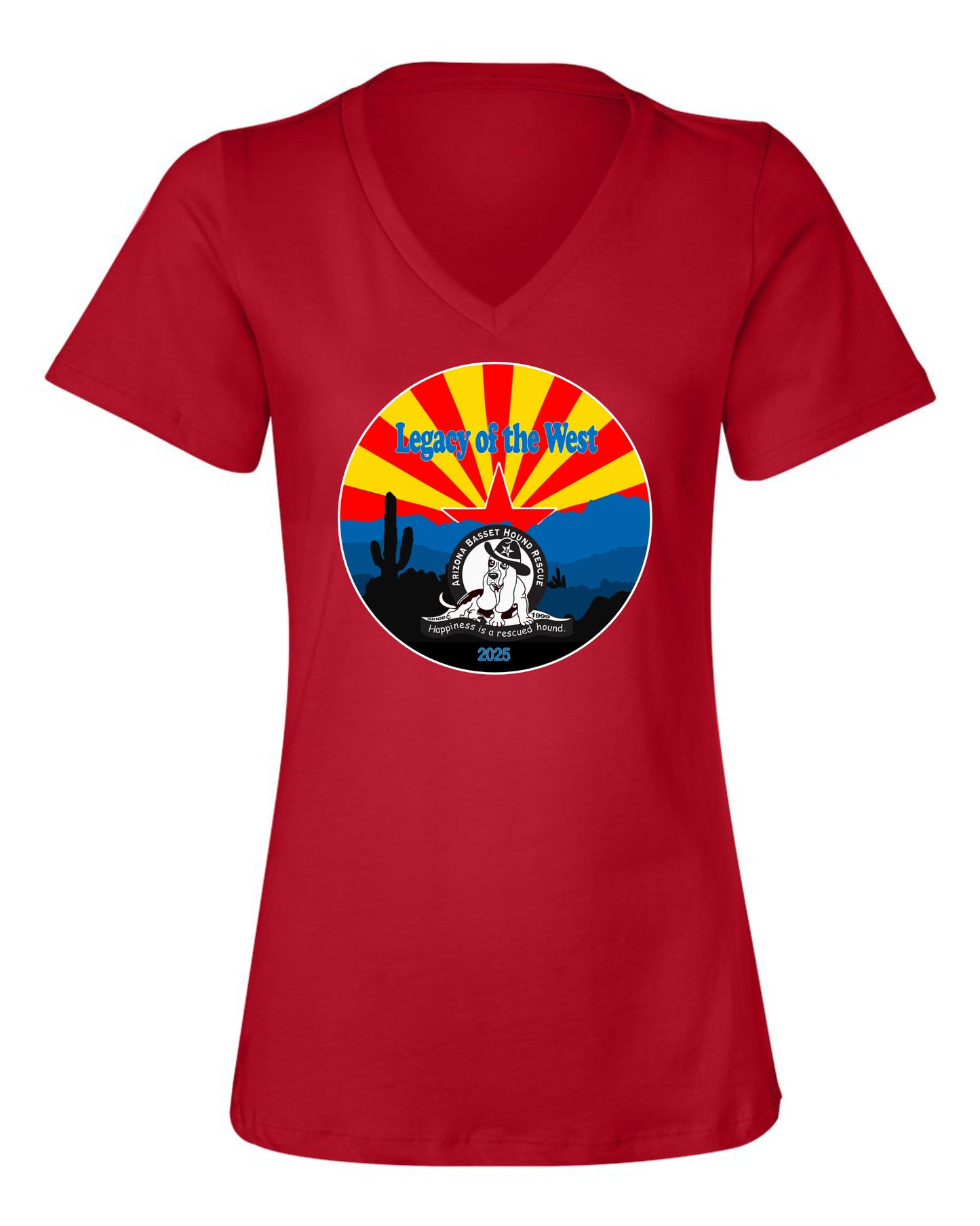 Desert Basset Hound Heritage Women's V-neck Shirt