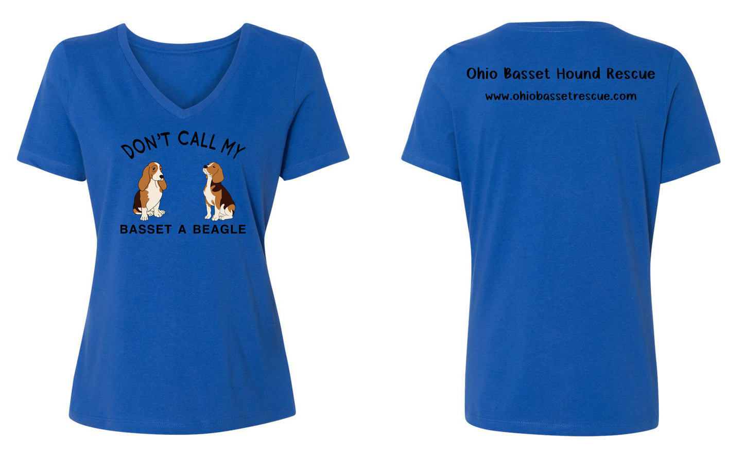 Don't call my Basset a Beagle Womens V-neck Shirts