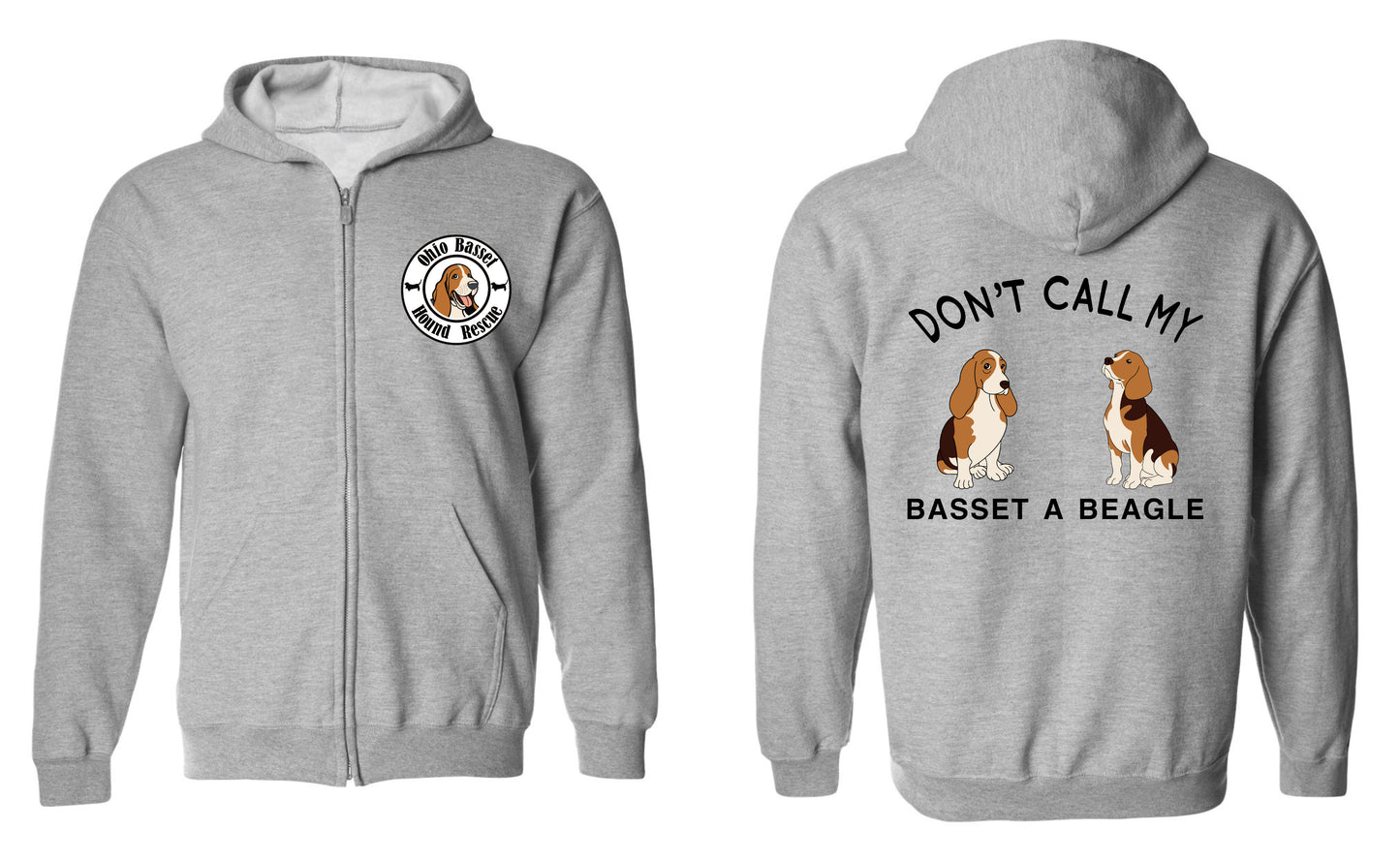 Don't call my Basset a Beagle Zip Up Hoodie