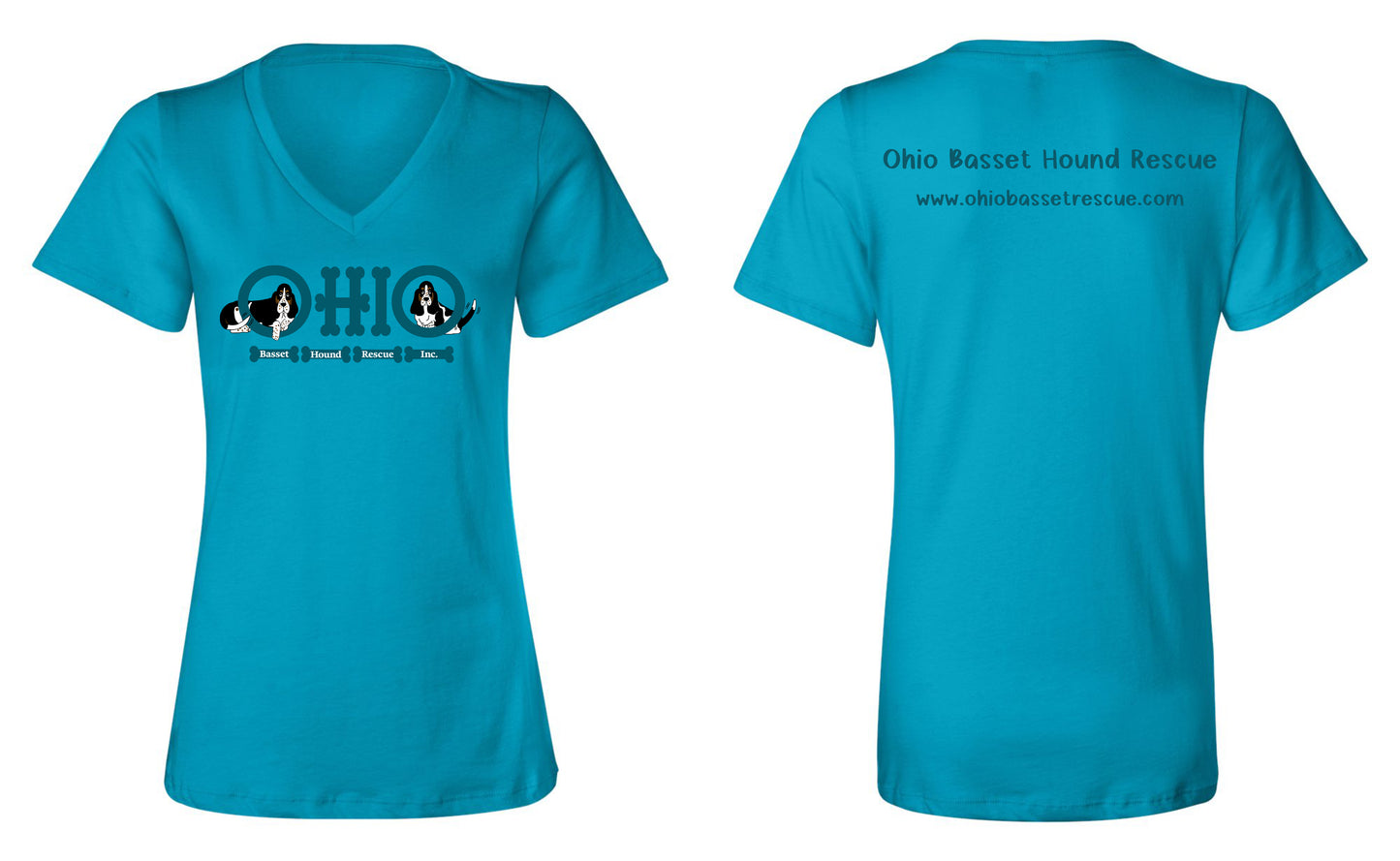 Ohio Basset Hound Rescue Logo Women's V-neck Shirt