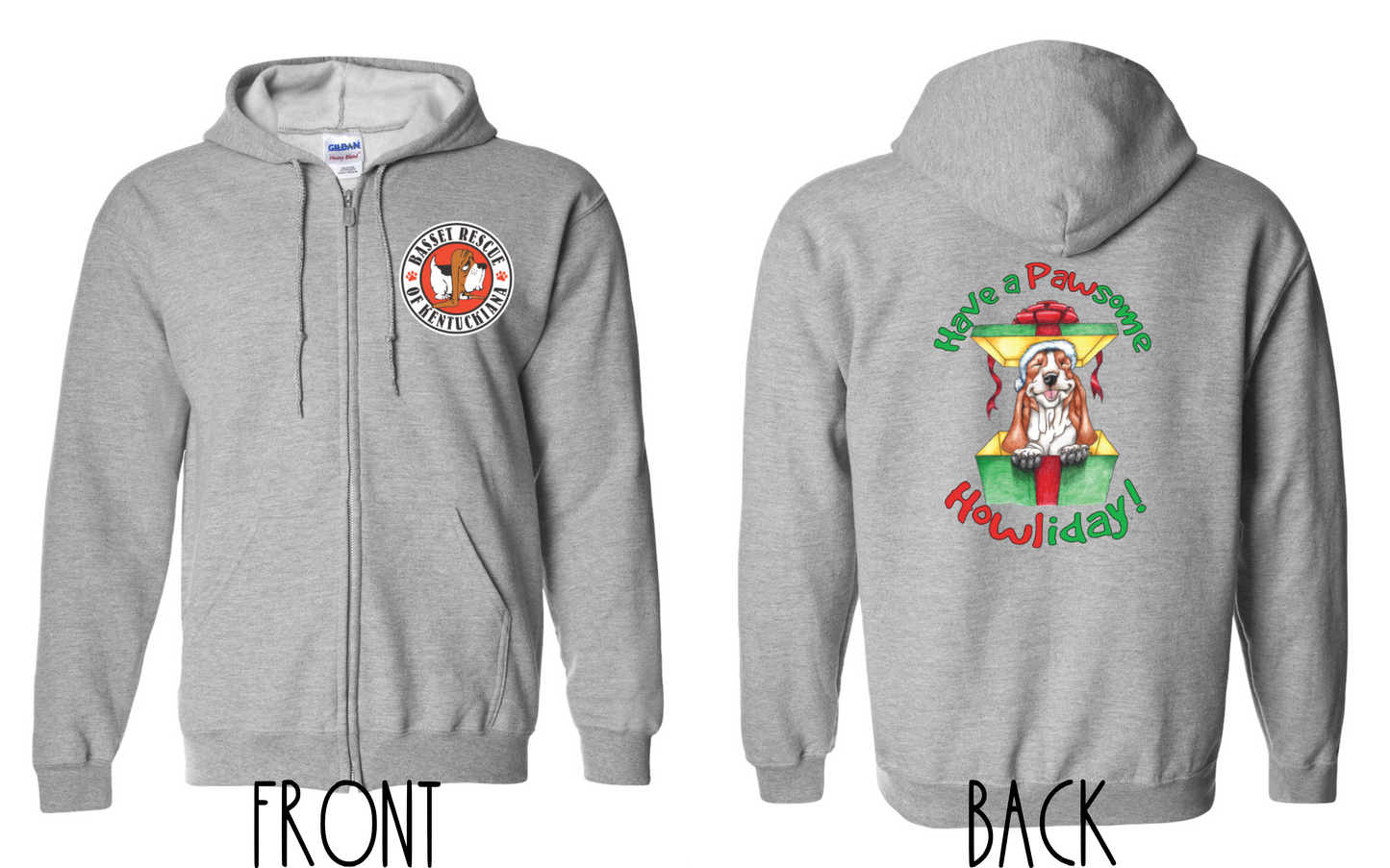 Holiday Basset Zip Up Hoodies