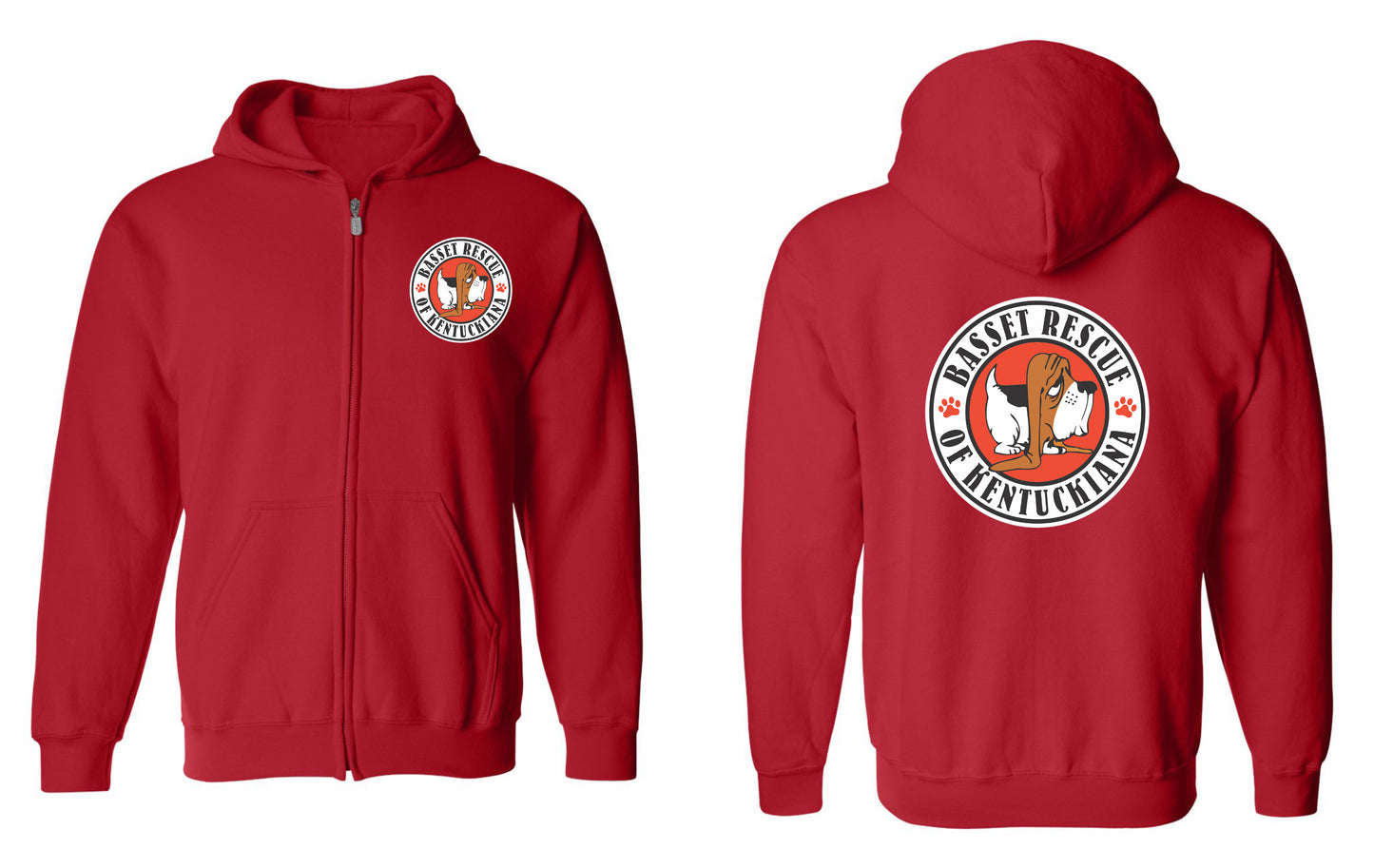 Basset Rescue of Kentuckiana Logo Zip Up Hoodies