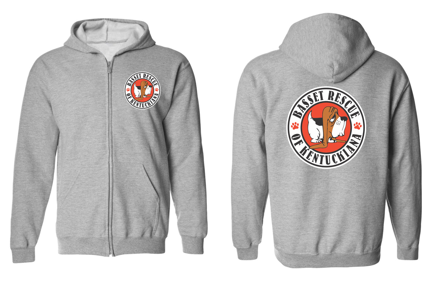 Basset Rescue of Kentuckiana Logo Zip Up Hoodies