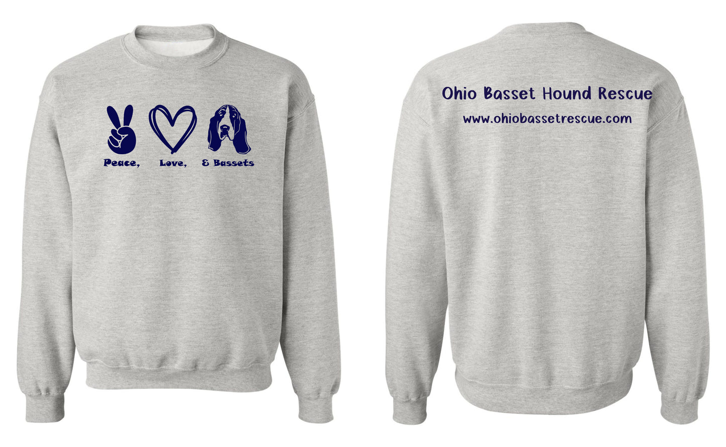 Peace, Love, Basset Sweatshirt