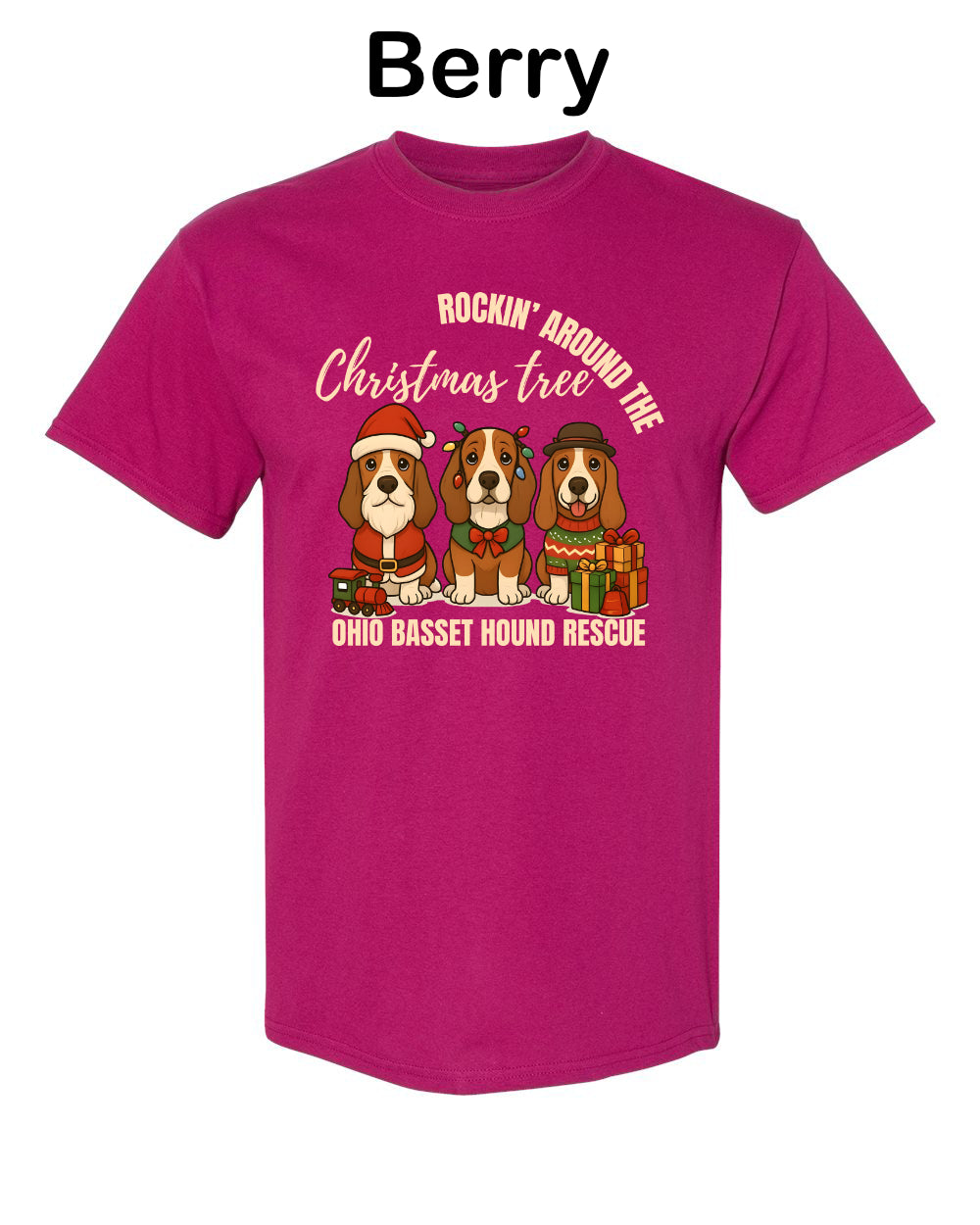 3 Christmas Bassets T-shirt