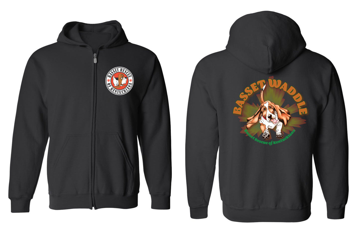Basset Waddle 2025 Zip Up Hoodie