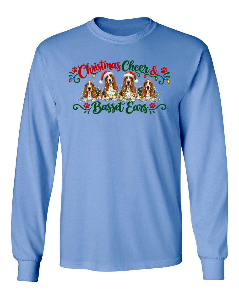 Christmas Cheer & Basset Ears Long Sleeve Shirt