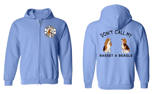 Don't call my Basset a Beagle Zip Up Hoodie