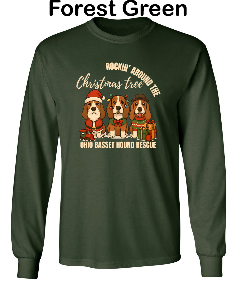 3 Christmas Bassets Long Sleeve Shirt