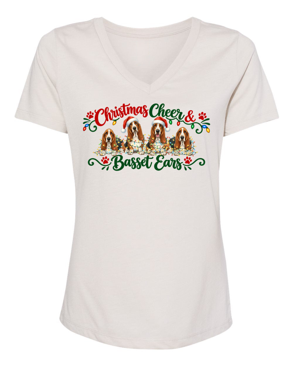 Christmas Cheer & Basset Ears Women's V-neck