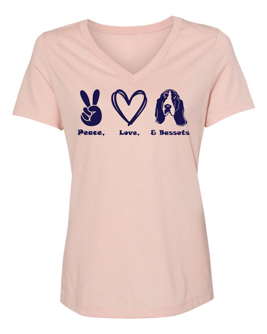 Peace, Love, Basset Vnecks