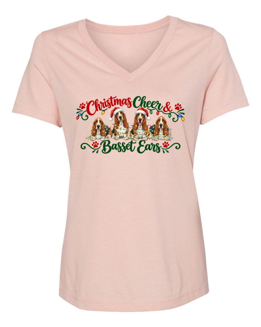 Christmas Cheer & Basset Ears Women's V-neck