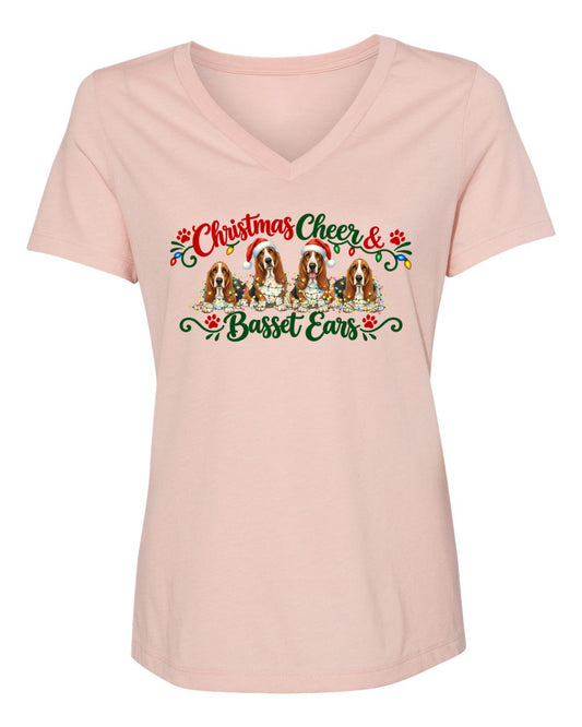 Christmas Cheer & Basset Ears Women's V-neck