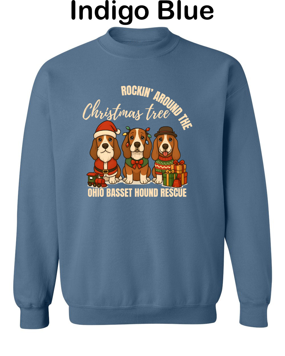 3 Christmas Bassets Tree Sweatshirt