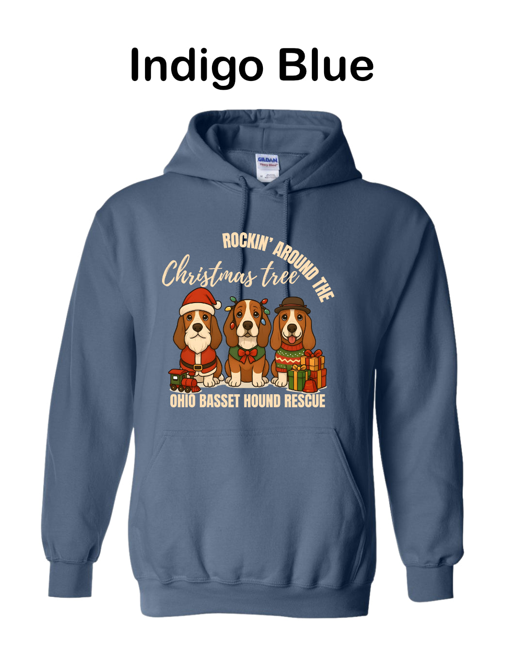 3 Christmas Bassets Tree Hoodie