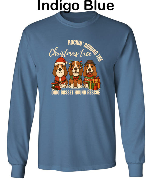 3 Christmas Bassets Long Sleeve Shirt
