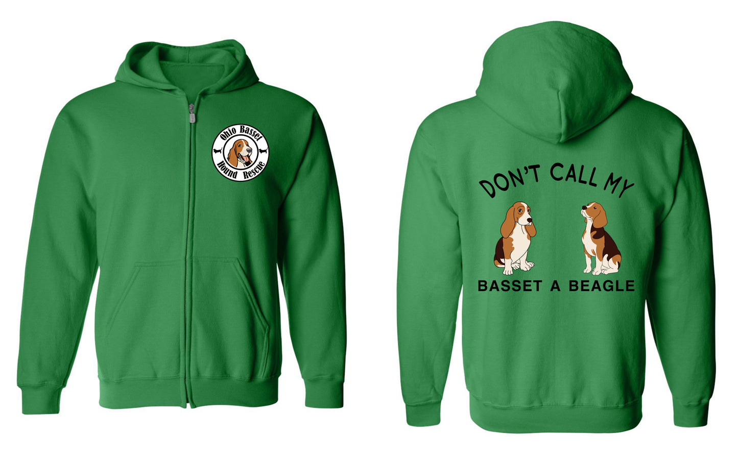 Don't call my Basset a Beagle Zip Up Hoodie