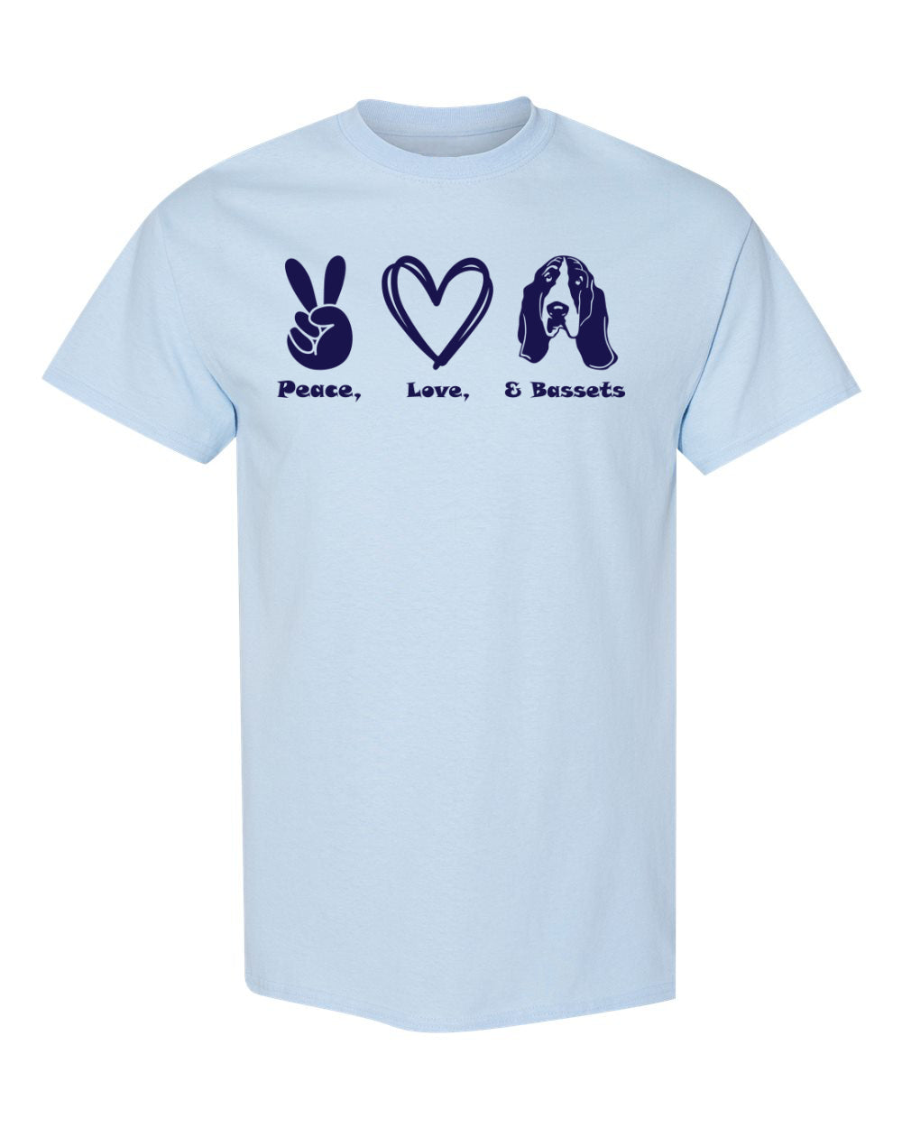 Peace, Love, Basset Tshirt