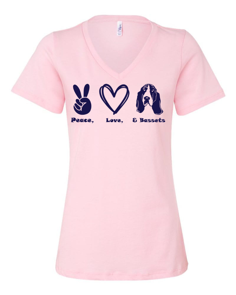 Peace, Love, Basset Vnecks