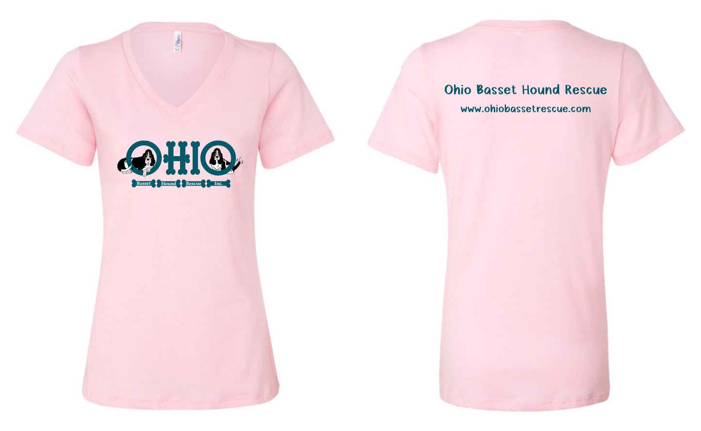 Ohio Basset Hound Rescue Logo Women's V-neck Shirt