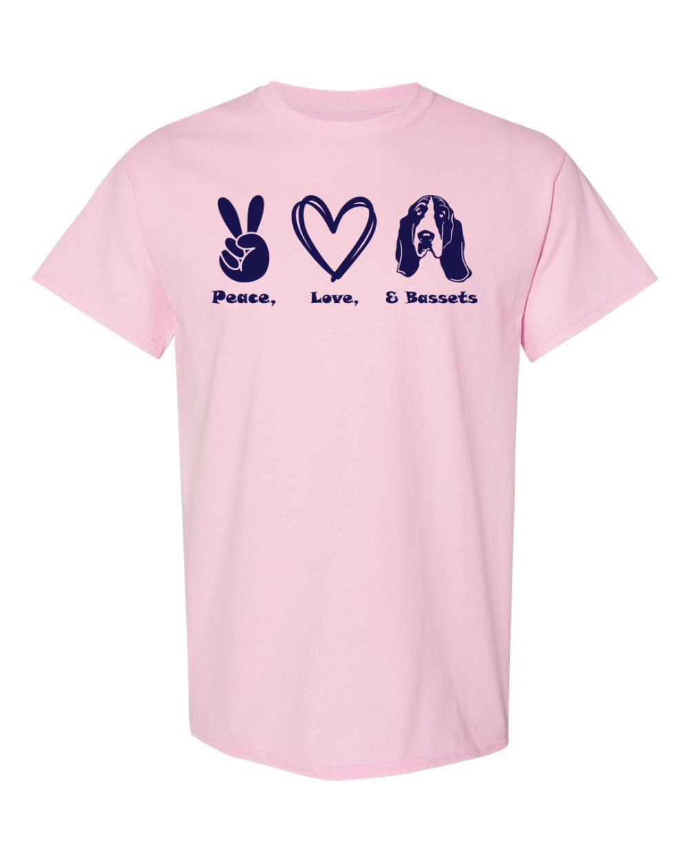 Peace, Love, Basset Tshirt