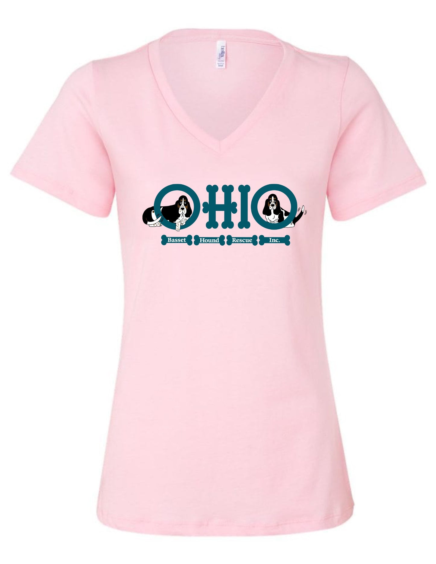 Ohio Basset Hound Rescue Logo Women's V-neck Shirt