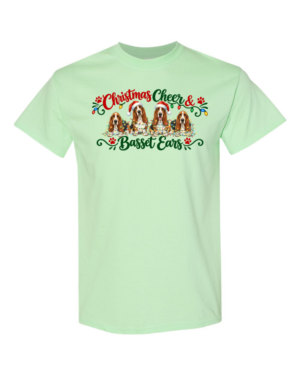 Christmas Cheer & Basset Ears T-shirt