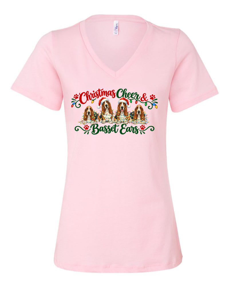 Christmas Cheer & Basset Ears Women's V-neck