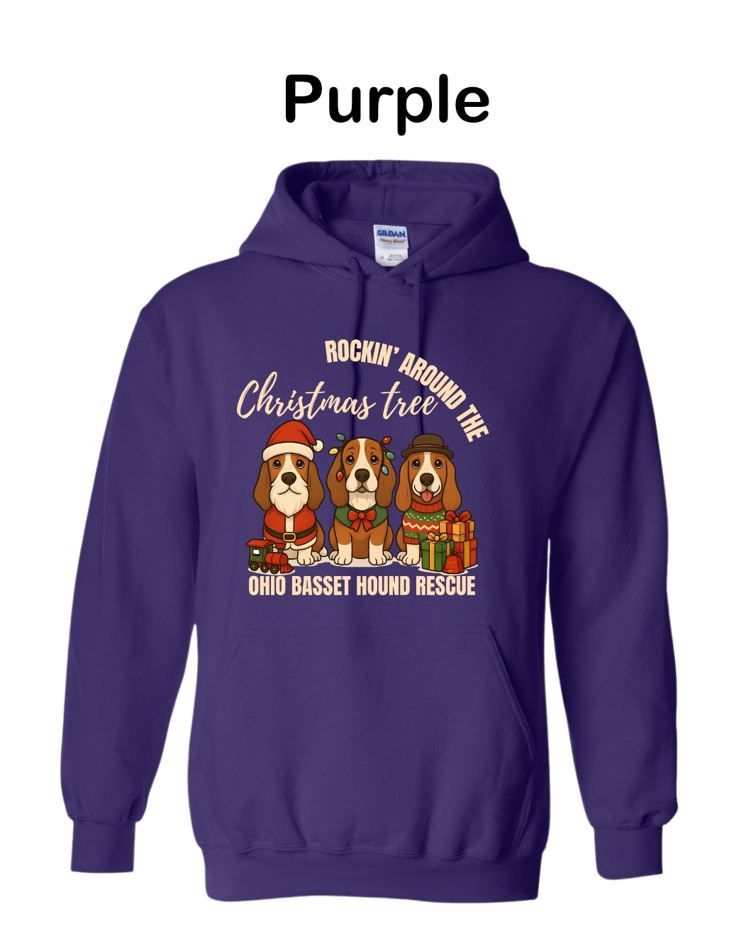 3 Christmas Bassets Tree Hoodie