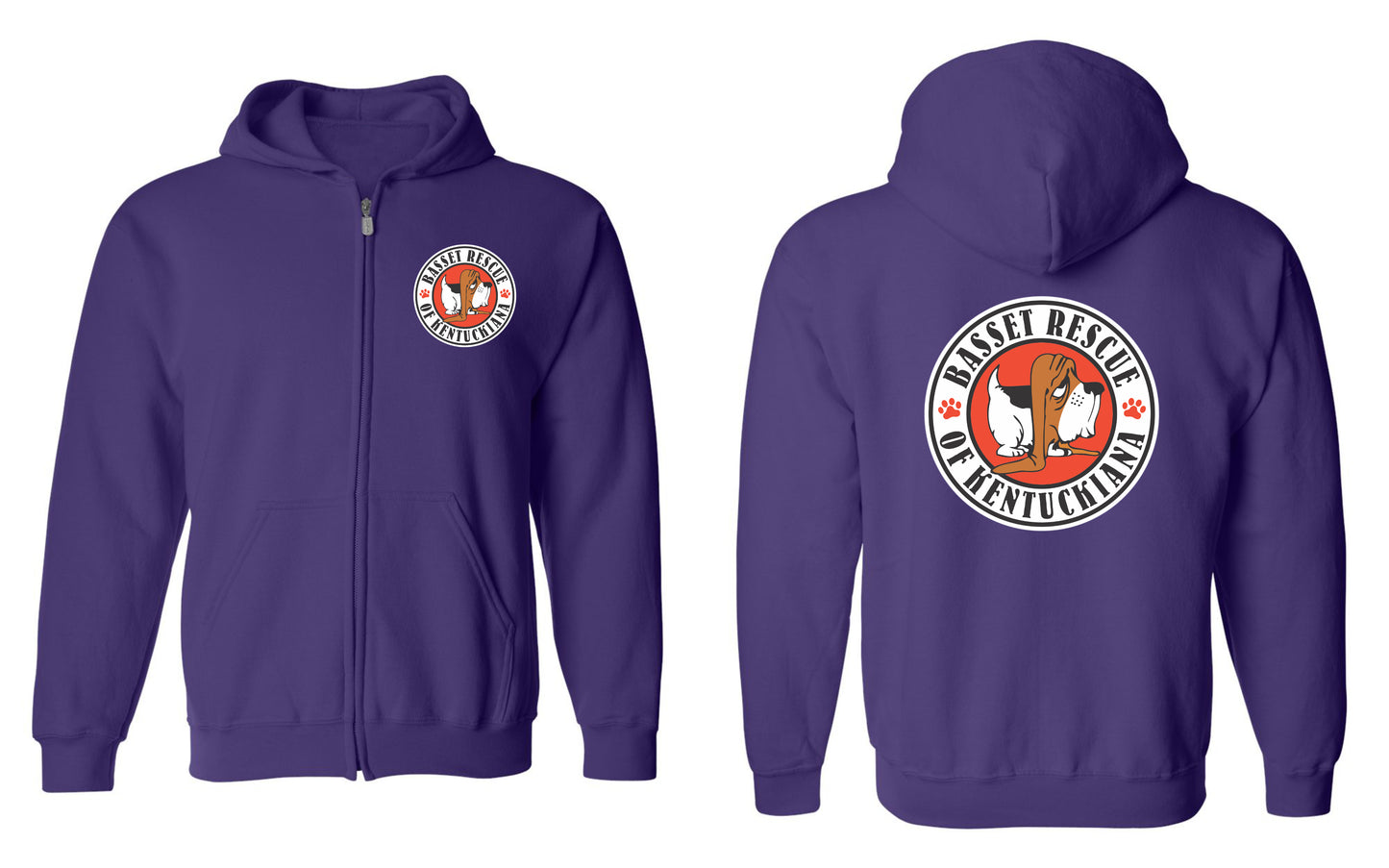 Basset Rescue of Kentuckiana Logo Zip Up Hoodies