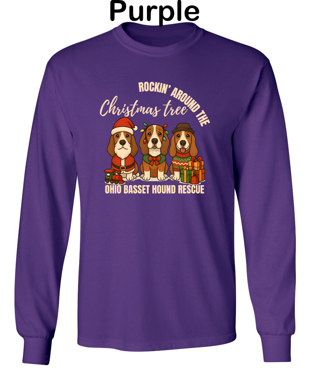 3 Christmas Bassets Long Sleeve Shirt