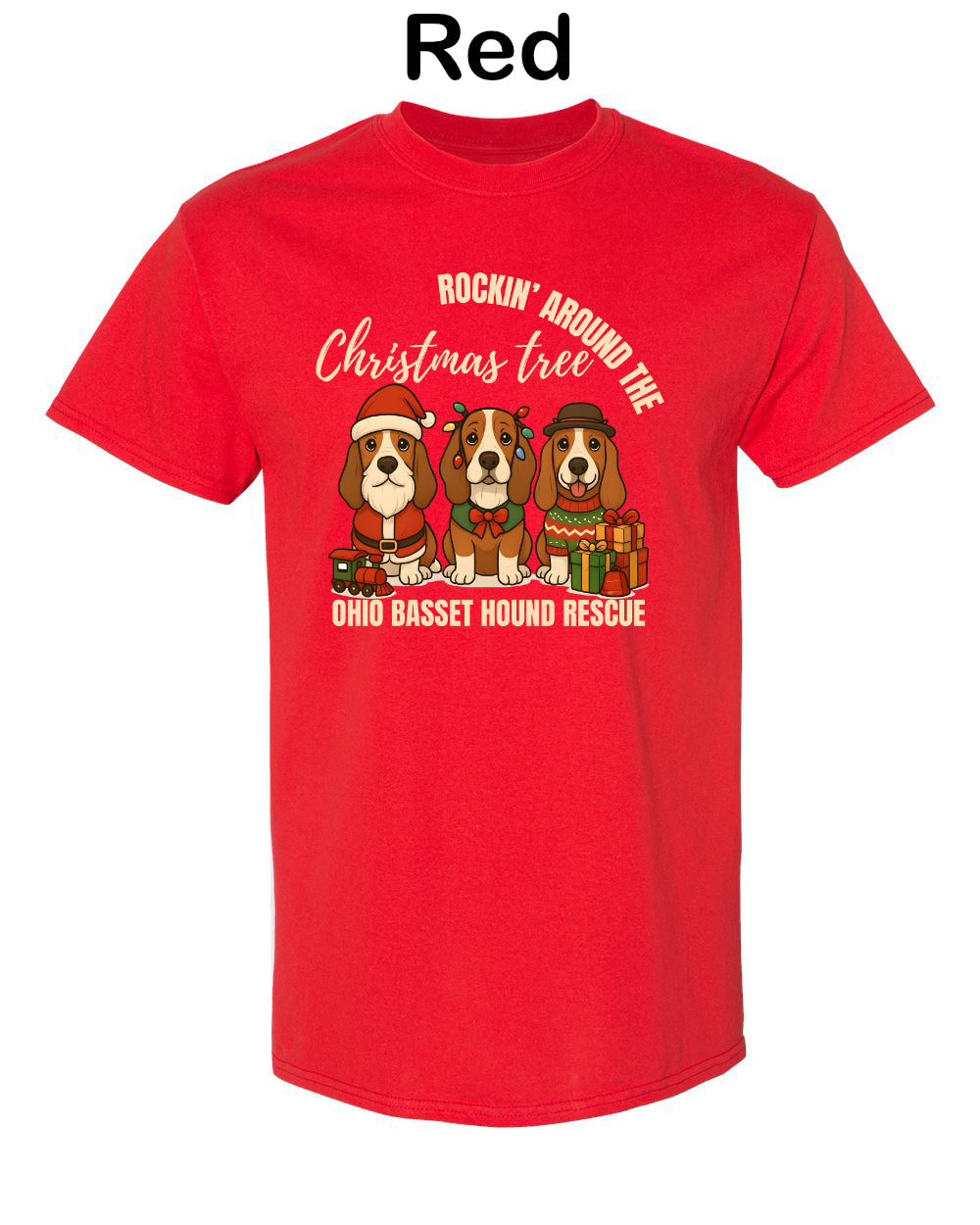 3 Christmas Bassets T-shirt