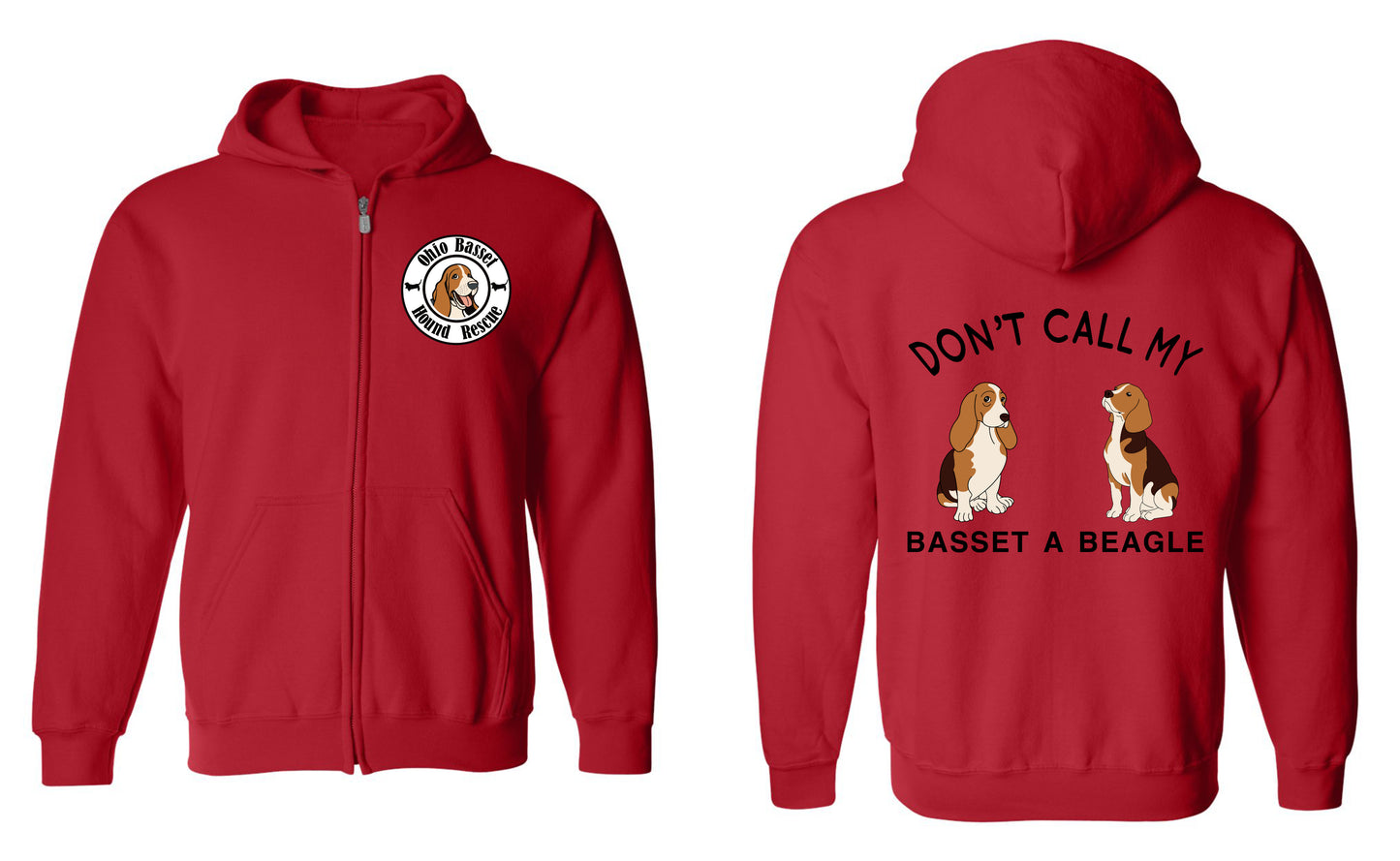 Don't call my Basset a Beagle Zip Up Hoodie