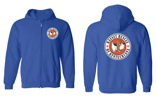 Basset Rescue of Kentuckiana Logo Zip Up Hoodies