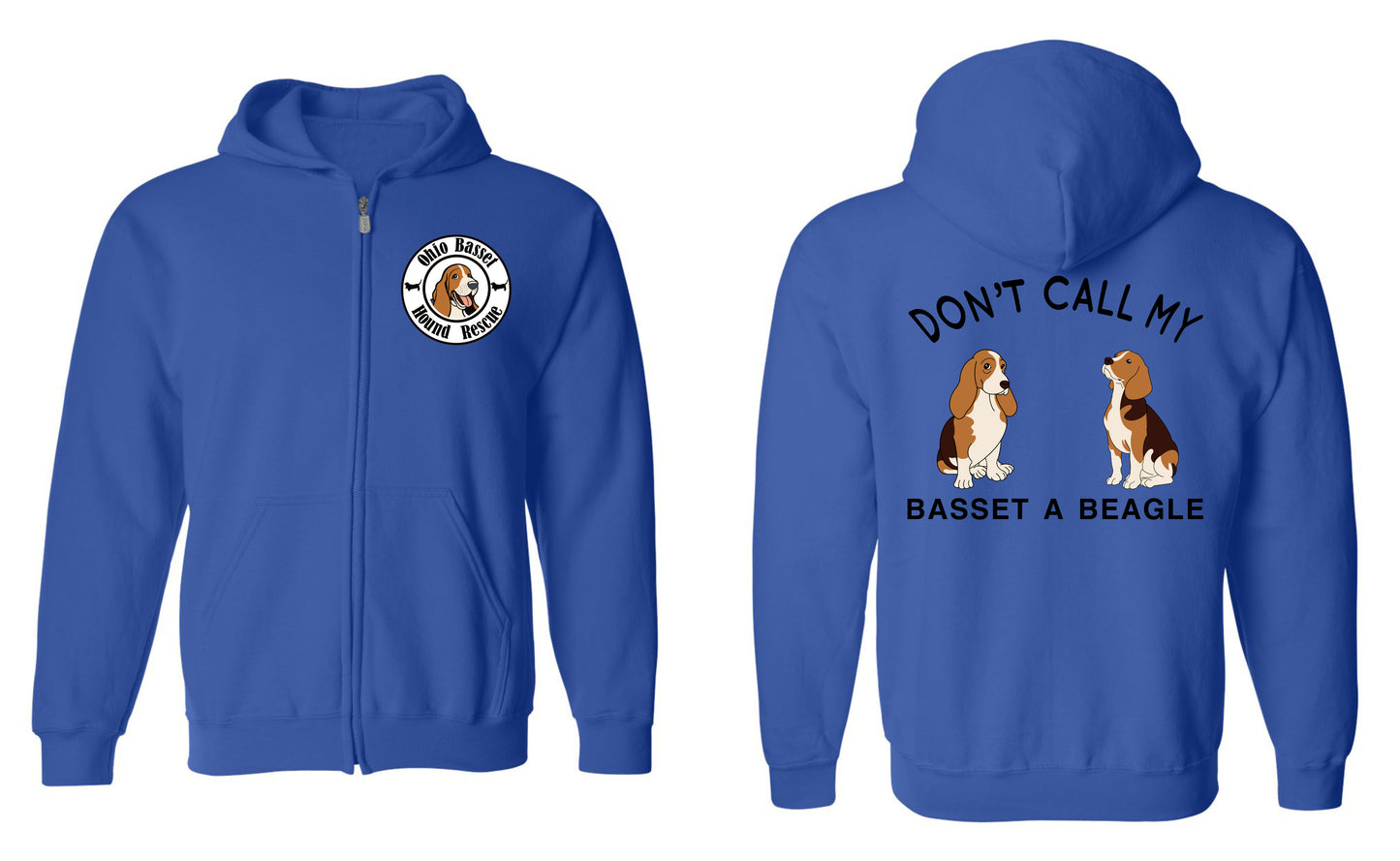 Don't call my Basset a Beagle Zip Up Hoodie