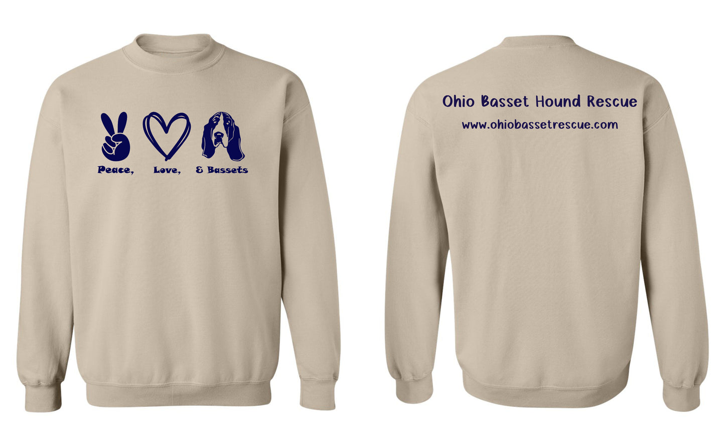 Peace, Love, Basset Sweatshirt