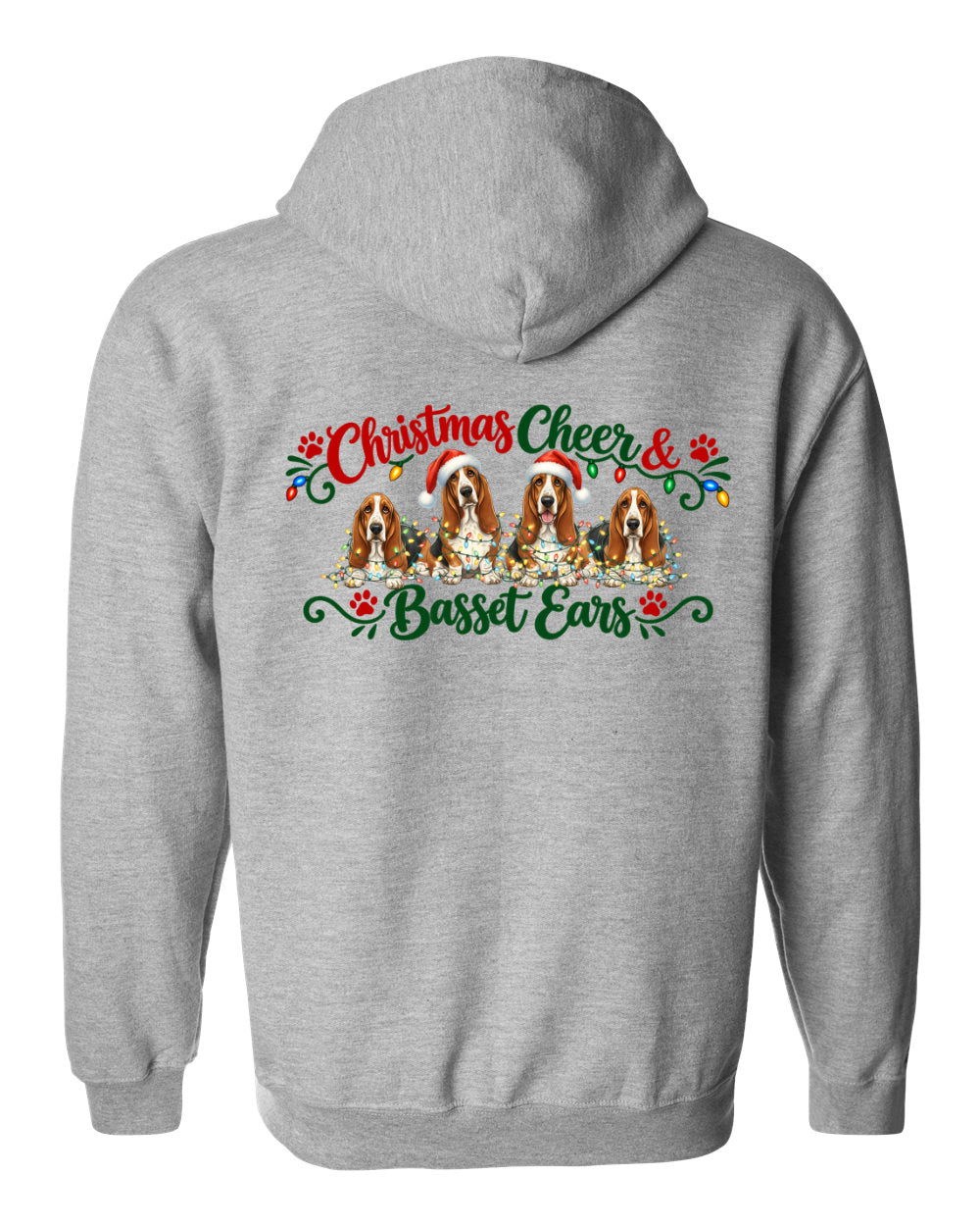 Christmas Cheer & Basset Ears Zip Up Hoodie