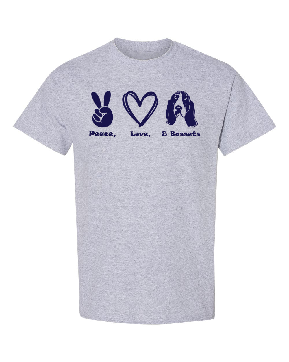 Peace, Love, Basset Tshirt