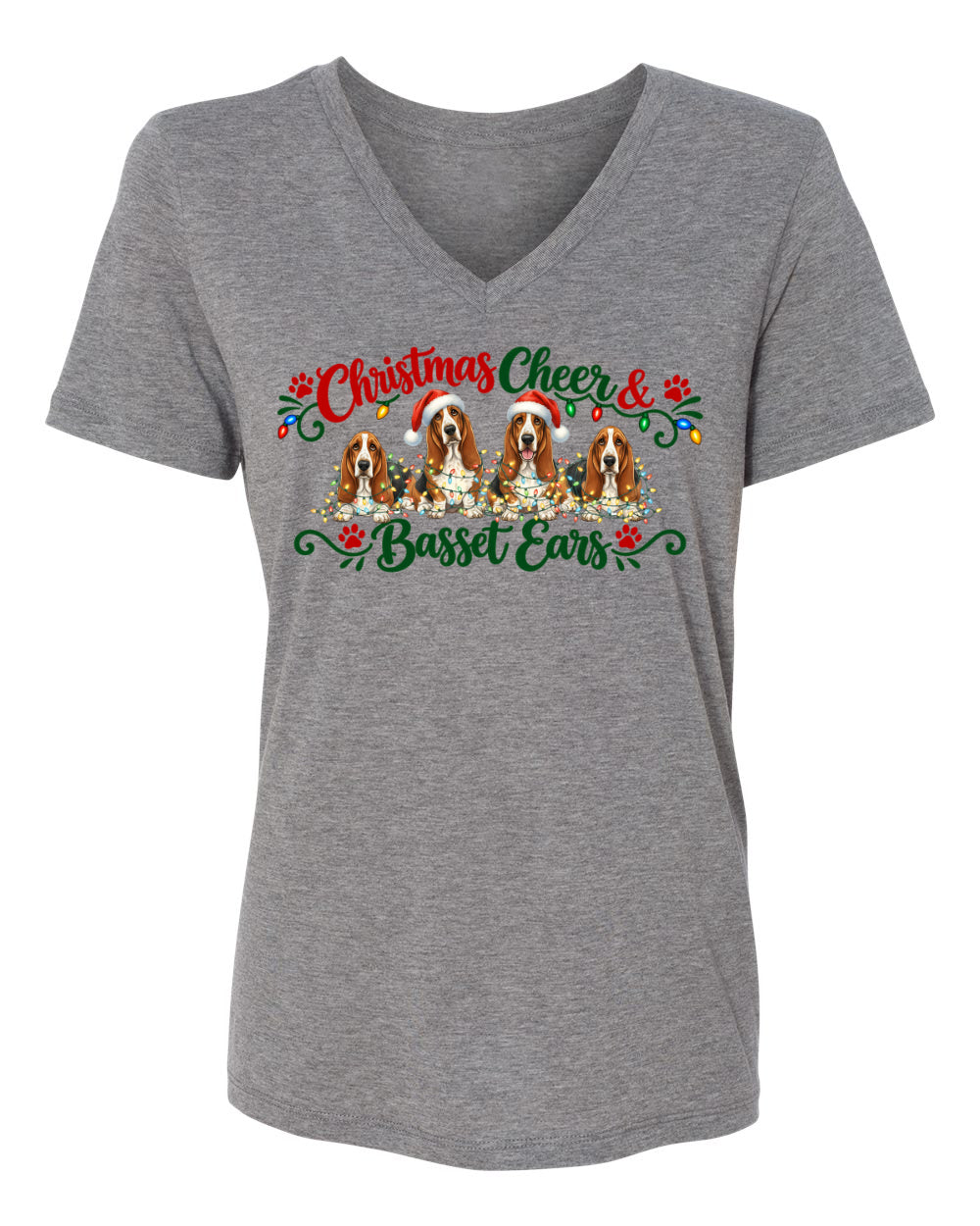 Christmas Cheer & Basset Ears Women's V-neck