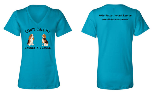 Don't call my Basset a Beagle Womens V-neck Shirts