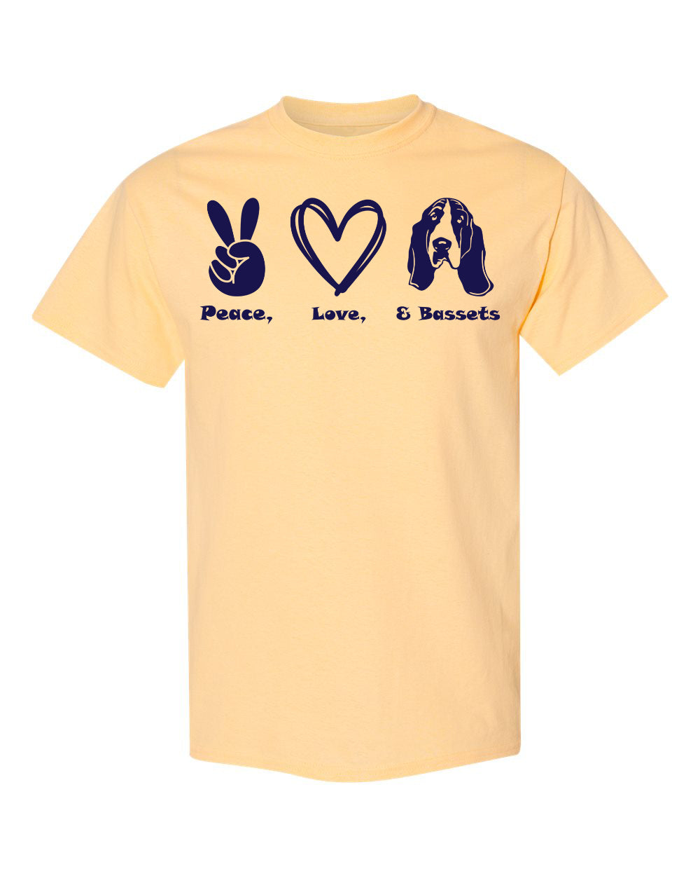 Peace, Love, Basset Tshirt